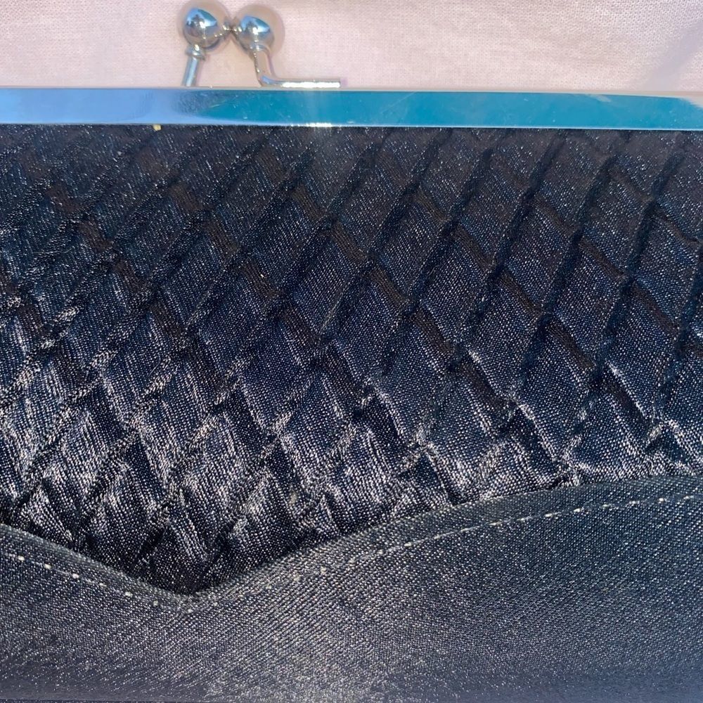 Black Evening Bag Purse Small Clutch Chain Strap - Picture 4 of 10